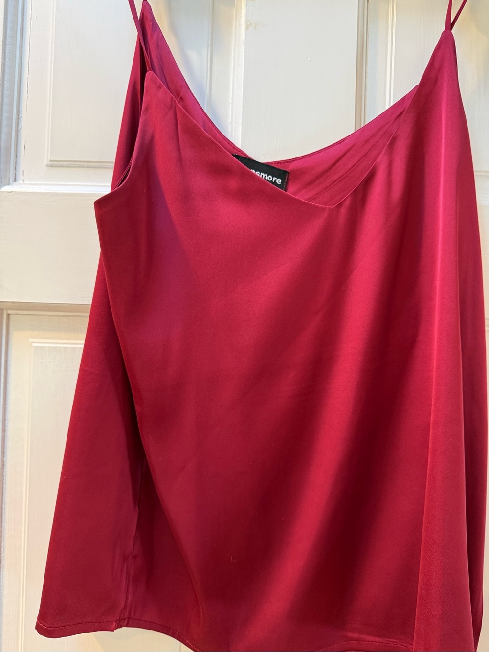 3Repsmore  bold red  satin low cut front with thin straps
